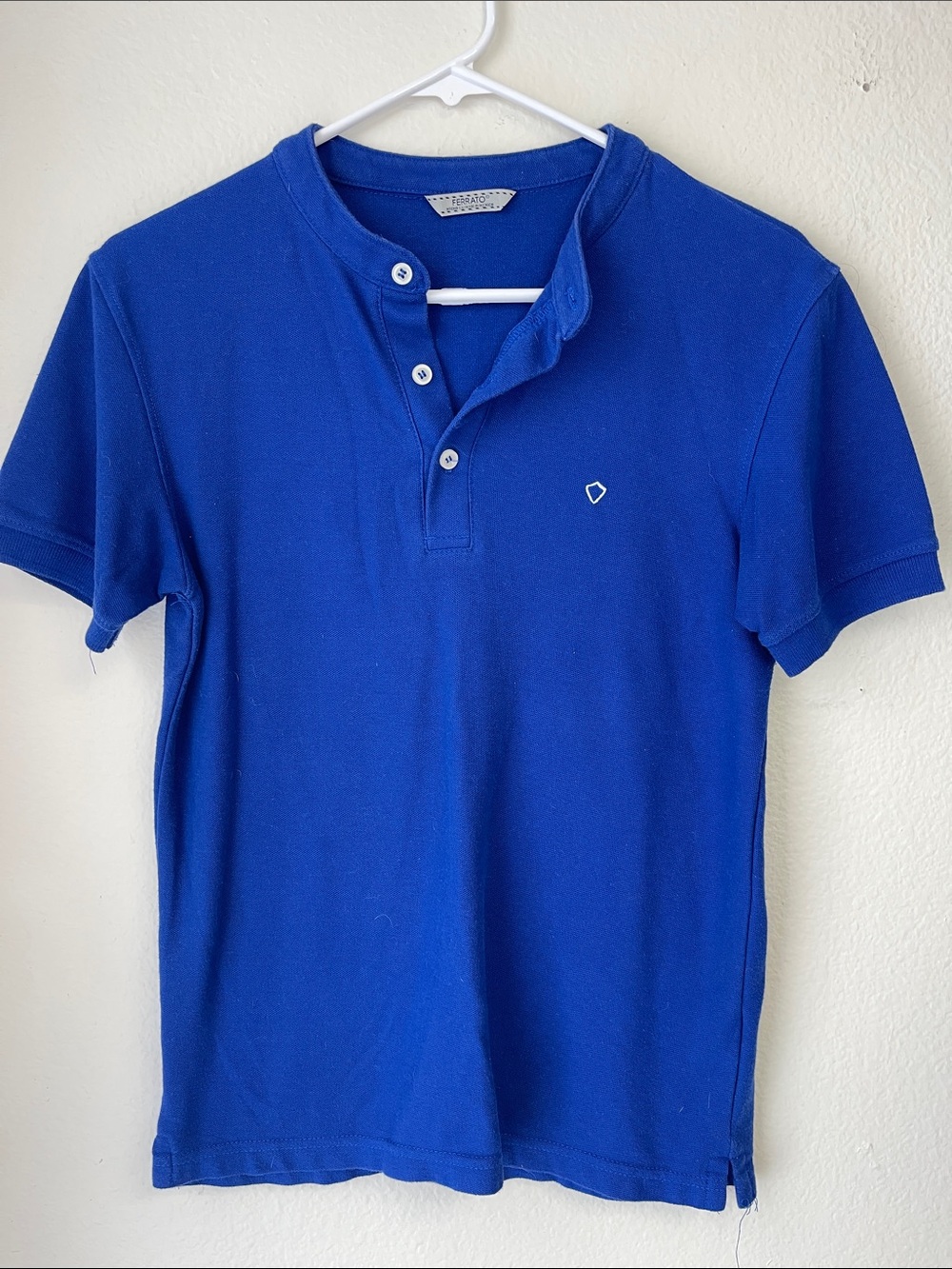 Classic Blue Henley Polo Shirt - Unbranded